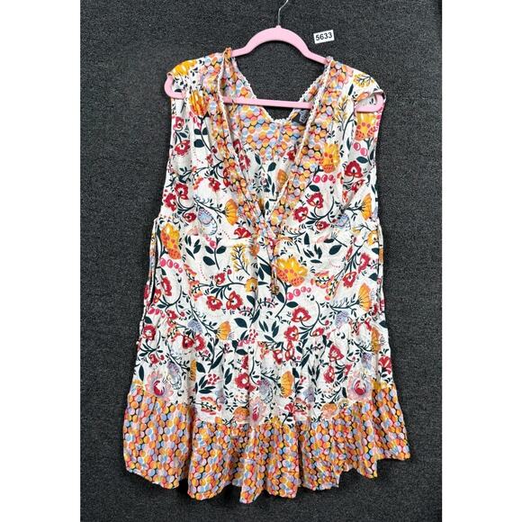 Angie Tiered Boho Floral Dress Women's Size XL Fun Colorful Print Sleeveless - Picture 1 of 6